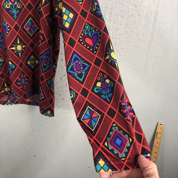 Bob Mackie Top Womens L Colorful Art To Wear Slinky Travel Knit Mod Groovy - Picture 8 of 16